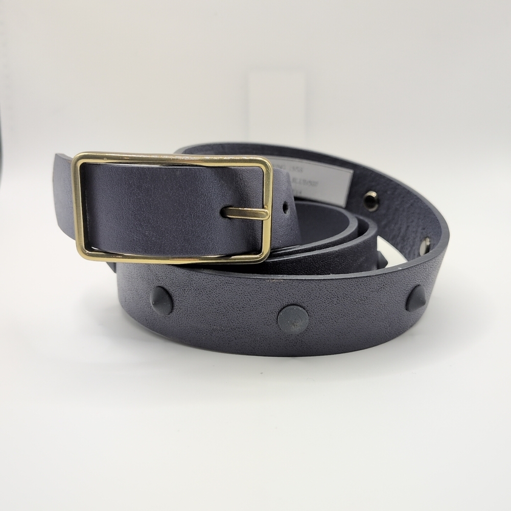 Twilight Blue Fossil Belt Vegan Leather Rubber Studded Size Large 37"